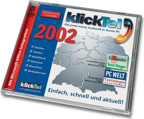 klickTel Juli 2002: Die preiswerte Auskunft in Ihrem PC