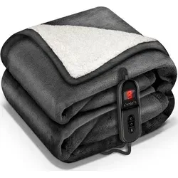 sinnlein® Heizdecke 160x120cm Anthrazit - Elektrische Wärmedecke mit 9 Temperaturstufen - Heizdecke für wohltuende Wärme und gemütliche Abende. Ideal für Bett und Sofa, waschbar, mit 9 Temperaturstufen und Abschaltautomatik für maximale Sicherheit.
