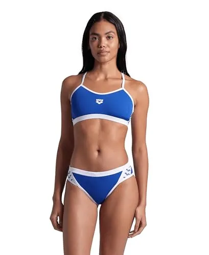 ARENA Womens Icons Bikini Cross BA - Damen Bikini in Blau/Weiß, Größe 38 - Bikini-Sets für Damen, mit sportlichem Design und optimalem Sitz für perfekten Komfort beim Schwimmen.