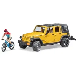 bruder 02543 Jeep Wrangler Rubicon - Maßstab 1:16, mit Fahrrad und Radfahrer, gefederte Achsen und abnehmbares Dach
