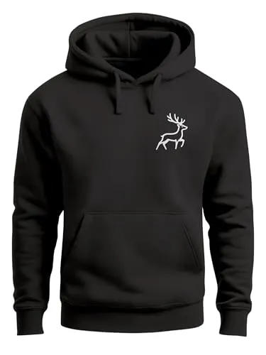 Neverless® Herren Hoodie mit Hirsch-Motiv – Kapuzenpullover für Outdoor und Streetstyle - Stylischer Hoodie für Herren mit einzigartigem Hirsch-Print. Aus hochwertigem Jersey gefertigt, bietet dieser Kapuzenpullover hohen Tragekomfort und lässt sich vielseitig kombinieren – ideal für Freizeit und Sport!