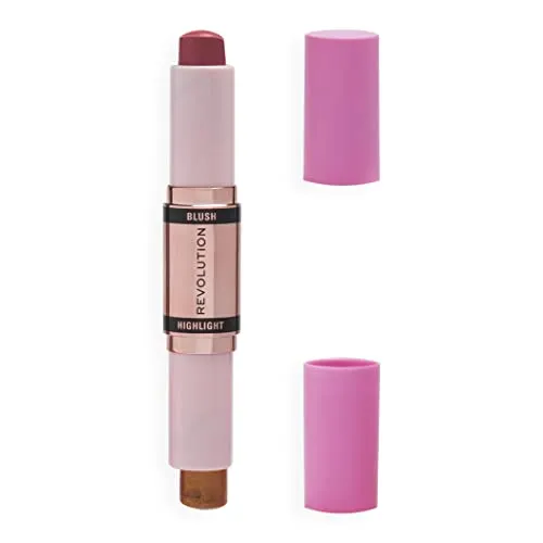 MakeUp Revolution, Blush & Highlight Stick, Errötendes Rosa, Gesicht erröten und Highlighter, 4.3g