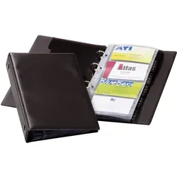 Durable Visitenkartenbuch 244401 Visifix Economy - Padfolio-Ringbuchmappe für 400 Visitenkarten, schmutz- und feuchtigkeitsabweisend, inkl. 20 herausnehmbarer Hüllen und 12-teiligem A-Z Register, ideal für professionelle Organisation.