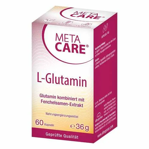 Meta Care L-Glutamin Kapseln 36 g - Nährstoffe: Vegane Nahrungsergänzung mit L-Glutamin und Fenchelsamen-Extrakt, ideal für die Unterstützung der Muskulatur und des Immunsystems, gluten- und laktosefrei.