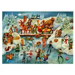Adventskalender Kinder "Spaß beim Eislaufen" Wintermotiv