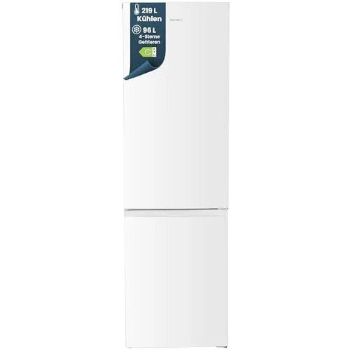 homeX Kühlschrank mit Gefrierfach - 315 Liter Kühl-Gefrier-Kombination - Kühlschränke mit 315 Litern Volumen, leise im Betrieb (40 dB) und energieeffizient (EEK C) - ideal für Familien und Vorräte.