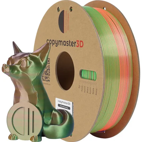 Copymaster3D Tri-Silk 3D Printer Filament, 1.75 mm, blue/green/orange (PLA, 1.75 mm, Mehrfarbig) (CM-TRSI-002-1-175)