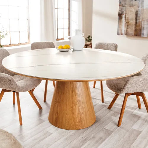 riess-ambiente Esstisch UNIQUE 120cm - Runder Küchentisch mit Keramik-Platte - Esstische - Moderner Esstisch für 4 Personen mit pflegeleichter Keramikplatte im eleganten Marmor-Design, ideal für gemütliche Essensmomente in deinem Zuhause.