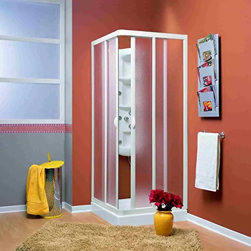 Vela Duschkabine Eckeinstieg 75x90 cm - Duschkabine; Eckeinstieg; Vela; Acryl-Glas; weiß; 2,2 mm stark; leichtgängiges Schiebesystem für flexible Montage und einfache Anpassung bis 5 cm.