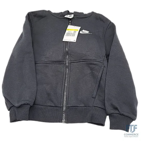Nike Nsw Club Fleecejacke Black/White, S (128 - 137 cm) - Hoodies mit längerem Saum für optimale Wärme und Komfort, ideal für aktive Tage oder entspannte Stunden.
