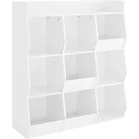 SoBuy Kinderregal Weiß, 9 Fächer, 105 cm für Kinderzimmer - Praktisches Kinderregal mit 9 offenen Fächern für eine ordentliche Spielzeug- und Buchaufbewahrung. Ideal für selbstständigen Zugriff und sicheres Spielen dank abgerundeter Ecken.
