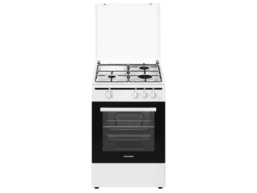 Oranier STG598 Gas Standherd Weiß - Gasherd mit 1 Backofenfunktion und thermoelektrischer Zündsicherung, ideal für präzises Kochen. Breite: 50 cm, perfekt für kleine Küchen.