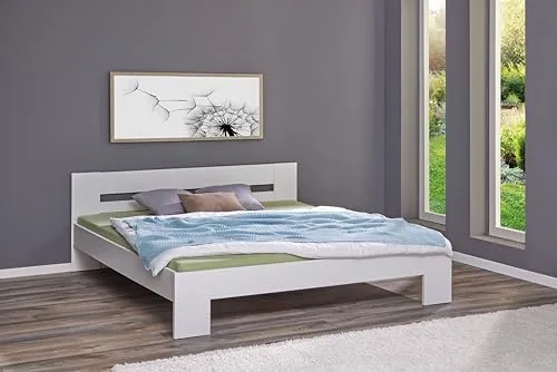 Inter Link Bettgestell Annik 180x200 cm - Weiß, verschiedene Ausführungen - Hochwertiges Kinderzimmermöbel aus stabiler Spanplatte für eine langlebige und robuste Schlafumgebung. Ideal für aktive Kinder.