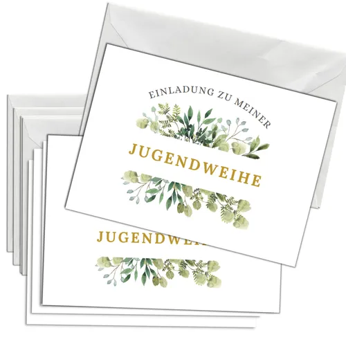 Briefzauber Einladungskarten 12x Jugendweihe Einladungskarten mit 12x Umschlägen