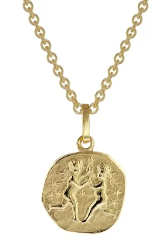 trendor Kette mit Anhänger Sternzeichen Zwilling Gold 333 - Goldkette mit 12 mm Sternzeichen-Anhänger für Zwillinge, poliertes Design auf mattiertem Hintergrund, ideal als persönliches Geschenk für Geburtstage.