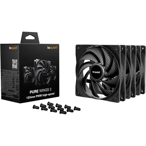 be quiet! Lüfter 120mm Pure Wings 3 PWM high-speed 3-Pack - Gehaeuseluefter mit hoher Leistung und leiser Betriebsweise, ideal für optimale Kühlung und effizienten Luftfluss in Gaming-PCs.
