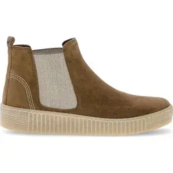 GABOR Plateaustiefelette aus Veloursleder und Textil - Damen Wanderschuhe in Braun (Cognac) mit hochwertigem Veloursleder, elastischen Einsätzen für einfaches An- und Ausziehen. Ein Must-Have für die neue Saison!