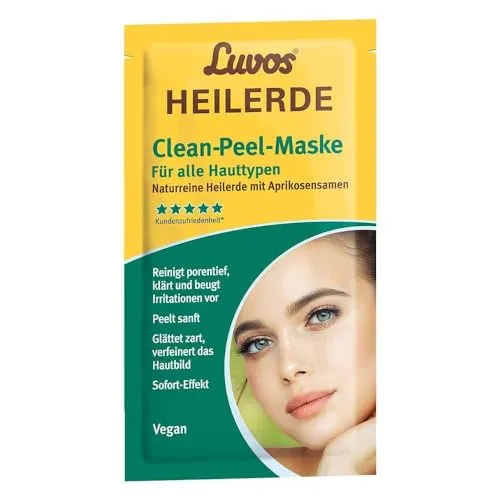 Luvos Heilerde Clean-Peel-Maske mit Aprikosensamen - Gesichtsmasken & Gesichtskuren mit sofortiger Pflegewirkung: reinigt, beruhigt und glättet die Haut für einen strahlenden Teint. Ideal für jeden Hauttyp, vegan und dermatologisch getestet.