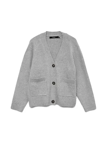 VMBOOM LS V-Neck Button Cardigan GA NOOS - Strickjacke für Damen mit gerippten Ärmelbündchen und praktischen Taschen, locker geschnitten für optimalen Tragekomfort.