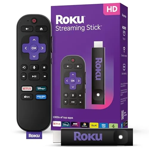 Roku® Streaming Stick™ 2025 - HD-Streaming-Gerät mit Sprachfernbedienung - Media-Streaming-Clients, kompakt und ohne Kabelsalat, bietet Zugriff auf beliebte Apps sowie kostenlose Filme und Live-TV.