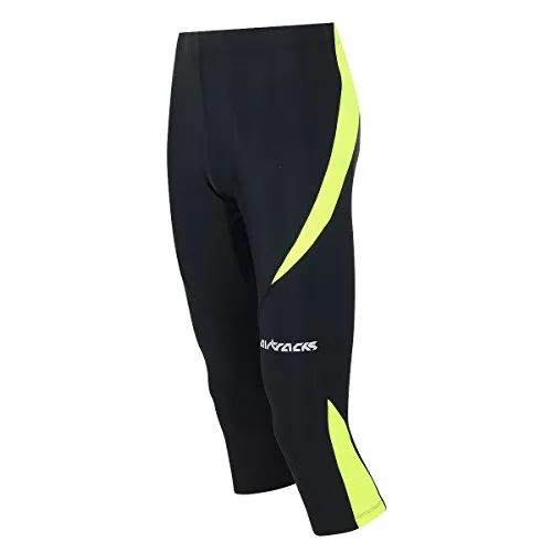 Airtracks FUNKTIONS Laufhose 3/4 LANG PRO - Kompressionslaufhose in Schwarz-Neon - Activewear-Hosen für Damen, ideal für Sportlerinnen mit hervorragendem Feuchtigkeitsmanagement und leichten Kompressionseigenschaften für optimalen Tragekomfort.