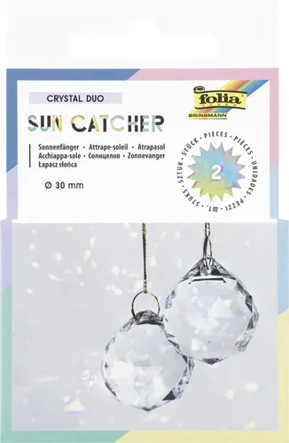 folia Kristalle Sun Catcher CRYSTAL DUO 2 Stück - Gold - Zwei wunderschöne Fensterbilder aus Kristall in Gold, die das Licht zauberhaft reflektieren und für eine stimmungsvolle Atmosphäre sorgen.