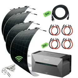 Ultraleicht Balkonkraftwerk 1240W - 4 Solarmodule, nur 5kg, mit integrierter Anker Solarbank 2 PRO und WLAN Steuerung, 1,6 kWh Kapazität