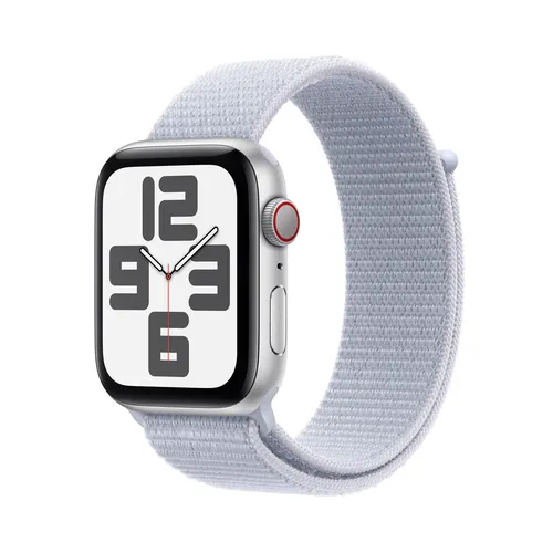 Apple Watch SE (2022) - 44mm GPS + Cellular, silber mit blauer Sport Loop, motivierende Fitnessdaten und innovative Gesundheitsfeatures