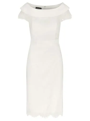 APART kurzes Hochzeitskleid mit Carmen- Ausschnitt, Creme, 34