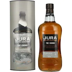 Jura The Sound Single Malt Scotch Whisky 1,0 Liter - Whisky, veredelt in Pedro Ximénez-Sherryfässern, mit Aromen von Ahornsirup und gerösteten Haselnüssen, verkörpert die raue Schönheit der Jura-Insel.