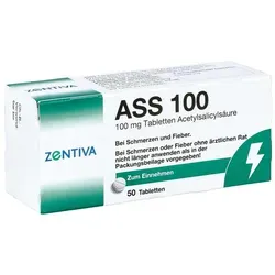 ASS 100 50 ST - Schmerzstillende Tabletten - Arzneimittel zur Linderung von leichten bis mäßig starken Schmerzen und Fieber. Enthält Acetylsalicylsäure, ideal für schnelle Schmerzlinderung.