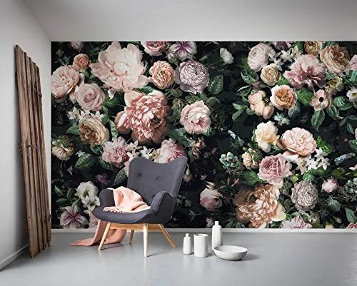 Komar Vlies Fototapete VICTORIA BLACK, 400 x 250 cm (Breite x Höhe), Tapete, Schlafzimmer, Wohnzimmer, Flur, Design, Dekoration, Wanddeko