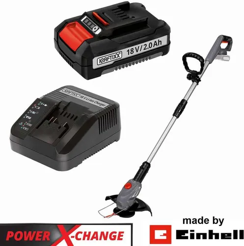 Kraftixx Akku-Rasentrimmer KX-ART 1826 Li - 18V Power für Ihren Garten - Rasentrimmer & Motorsensen mit stufenlos teleskopierbarem Führungsholm und 26 cm Schnittbreite. Ideal für präzises Arbeiten ohne Kabelsalat dank leistungsstarkem Akku und Ladegerät im Lieferumfang.