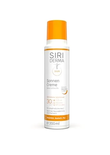 SIRIDERMA Sonnencreme | LSF30 | Mineralischer Sonnenschutz für sensible Haut | Basisch, natürlich und hochverträglich (200 ml, ohne Duft)