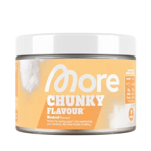 MORE Chunky Flavour - Geschmacksneutrales Geschmackspulver, vegan, 150 g - Riegel & Getränke zur Nahrungsergänzung: Vielseitig einsetzbar für Quark, Joghurt und mehr, mit nur 6-12 kcal pro Portion und Inulin für cremigen Genuss.