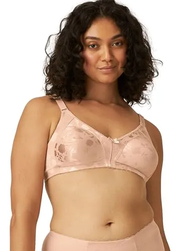 Naturana® Minimizer BH mit Blumenmuster [Cup B-D]: Minimizer BH ohne Bügel I Big Cup BH mit schönen Verzierungen I BH Minimizer ohne Bügel 100 Light Beige C