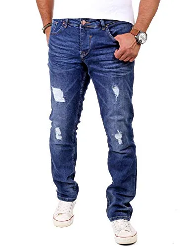 Reslad Jeans Herren Destroyed Look Slim Fit Denim RS-2062 - Stylische Slim Fit Jeans im coolen Destroyed Look. Perfekt für Freizeit-Outfits und maximalen Tragekomfort dank hochwertiger Materialien. Ein Must-Have für jeden Kleiderschrank!