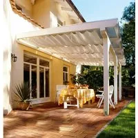Skan Holz Sonnensegel 434 x 239/250 cm - Sonnenschutz Set für Skan Holz Terrassenüberdachungen, wasserabweisend und 100% UV-stabil. Inklusive Befestigungsmaterial und waschbar bei 40°C – ideal für entspannte Stunden im Freien.