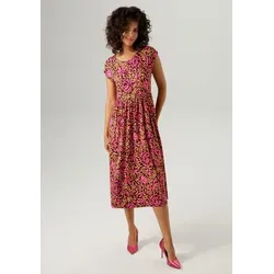 Sommerkleid ANISTON CASUAL, Damen, Gr. 38 - Modisches wadenlanges Sommerkleid mit einzigartigem grafischen Rosendruck. Aus elastischem Single Jersey für hohen Tragekomfort, ideal für warme Tage.
