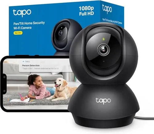 Tapo C201 WLAN-Überwachungskamera 360° - Überwachungskamera für Innenräume mit 1080P HD-Video, Nachtmodus und Bewegungserkennung. Ideal für Babys und Haustiere, kompatibel mit Alexa & Google Assistant.