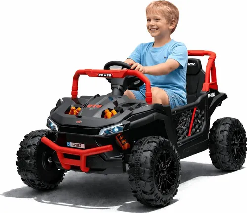 Elektroauto für Kinder UTV Small 12V - Schwarz mit Fernbedienung - Das kompakte Elektroauto UTV Small für Kinder bietet spannenden Fahrspaß mit sicherem Hinterradantrieb und Soft-Start-Technologie. Ideal für Abenteuer im Freien und ausgestattet mit MP3-System und LED-Beleuchtung.