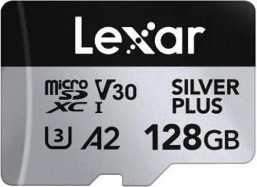 Lexar Professional Silver Plus 128 GB microSDXC - Hochgeschwindigkeits-Speicherkarte U3, ideal für 4K-Videoaufnahmen und schnelle Datenübertragungen in Multimedia-Anwendungen.