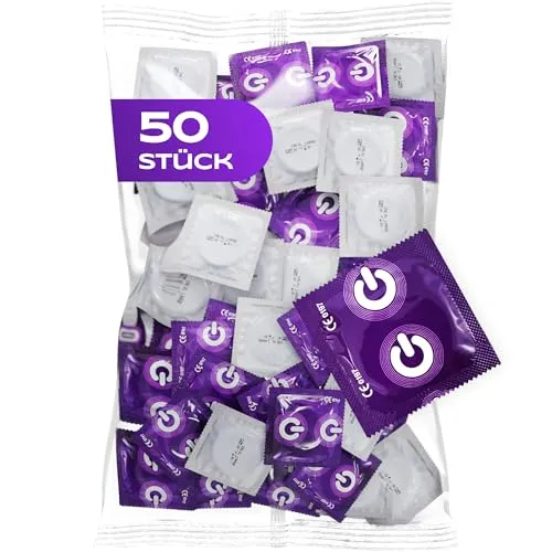 ON) Kondome XX-Large I 57 mm Breite I 50 Stück Packung I Premium Kondome extra groß I mit Silikon Gleitgel I dünne 0,07 mm Wandstärke I Kondome vegan I Condoms for men