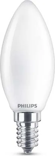 Philips Filament-Kerzenlampe, B35 E14, Milchglas, 60 W, 6,5 W, 60 W, E14, 806 lm, 15000 h, Warmweiß