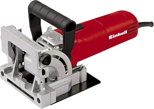 Einhell Flachdübelfräse TC-BJ 900 - 860 W, stufenlose Höhen- und Winkeleinstellung für präzise Verbindungen, inklusive Staubfangsack und Zubehör