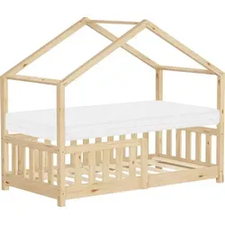 ML-Design Kinderbett Hausbett 70x140 cm mit Matratze - Stilvolles Kinderbett in Hausform aus massivem Kiefernholz, inklusive hypoallergener Matratze. Ideal für Kleinkinder, bietet Sicherheit und Komfort für erholsamen Schlaf und kreatives Spielen.