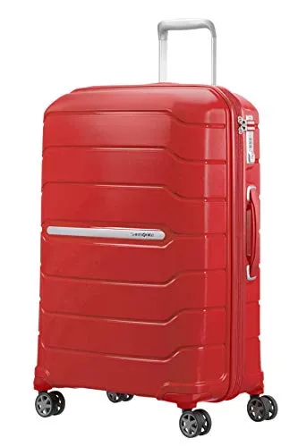 Samsonite Flux - Spinner M, erweiterbarer Koffer 68 cm, 75/85 L, Rot - Koffer mit 360°-Doppelrollen für müheloses Manövrieren, erweiterbar für maximales Packvolumen und ideal für Reisen.