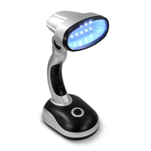 Eaxus® LED Schreibtischlampe ohne Kabel - Helle Tischleuchte in Silber - Tischlampen mit elegantem Design, kabellos und tragbar. Ideal für fokussiertes Arbeiten mit schwenkbarem Lampenkopf und umweltfreundlicher LED-Technik.