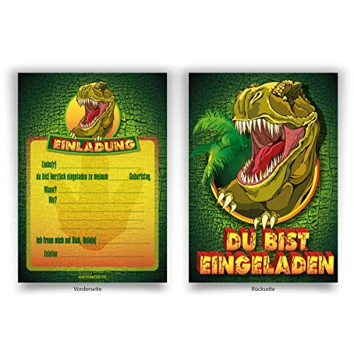 Einladungen (8 Stück) "Dinosaurier" zum Geburtstag Einladungskarten Karten