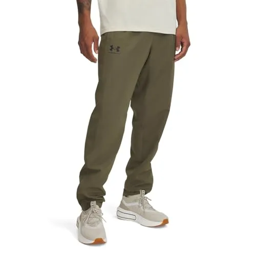 Under Armour Khaki Trainingshosen für Herren, Größe M - Herren Outdoor Laufhosen von Under Armour - umweltfreundlich mit recyceltem Polyester, elastischer Bund und praktische Reißverschluss-Beinabschlüsse für optimalen Komfort.